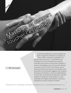 Massage et cancer : toucher l`essentiel!
