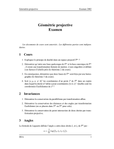 Géométrie projective Examen