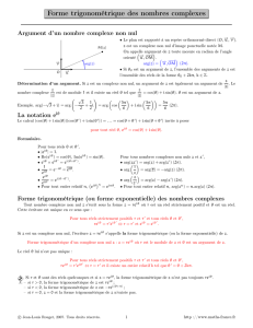 Forme trigonométrique des nombres complexes