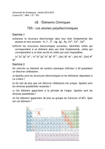 UE - Éléments Chimiques TD5 : Les atomes polyélectroniques