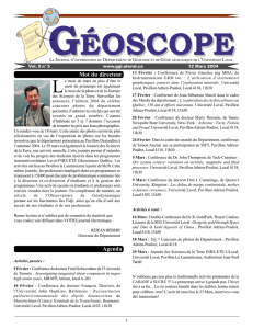 Vol. 5 no. 5 - Mars 2004 - Département de géologie et de génie