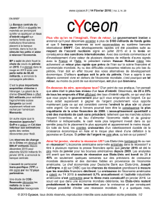 www.cyceon.fr | 14 Février 2016 | Vol. 2, N. 29 © 2015 Cyceon, tous