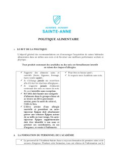 politique alimentaire - Académie Sainte-Anne
