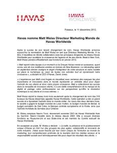 Havas nomme Matt Weiss Directeur Marketing Monde de Havas