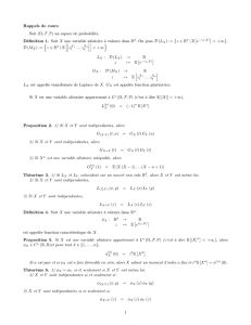 Rappels de cours Soit (Ω, F, P) un espace de probabilité, Définition
