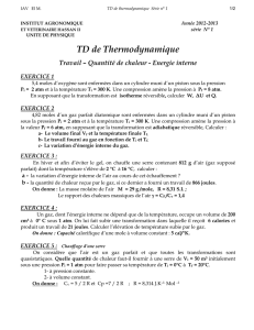 TD de Thermodynamique
