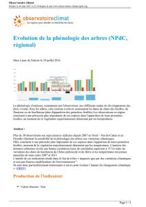 Evolution de la phénologie des arbres (NPdC, régional)