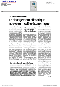 Le changement climatique nouveau modèle économique