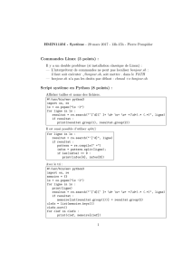 Commandes Linux (3 points) : Script syst`eme en Python (8 points) :