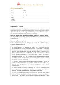Registre du cancer - Conseil - Ordre des médecins