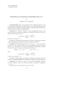 Distribution des polynômes irréductibles dans Fq[T]
