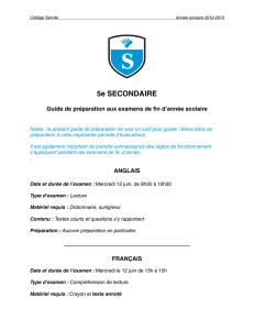 5e SECONDAIRE - Collège Servite