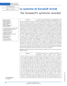 Le syndrome de Korsakoff revisité The KorsakoffDs syndrome revisited