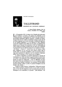 Talleyrand, prophète de l`entente cordiale