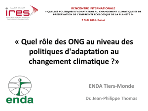 « Quel rôle des ONG au niveau des politiques d`adaptation au