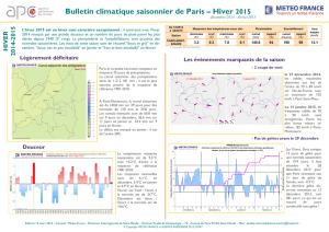 Bulletin climatique saisonnier de Paris – Hiver 2015