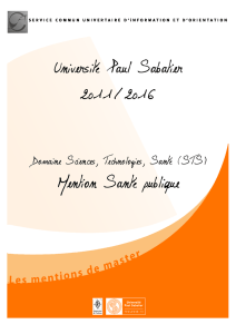 Université Paul Sabatier 2011/2016 Mention Santé publique