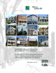 Inventaire du patrimoine bâti (secteur de Trois-Rivières