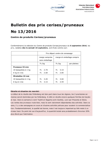 Bulletin des prix cerises/pruneaux 13-2016