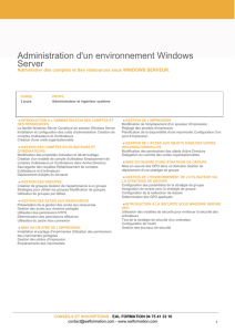 Administration d`un environnement Windows Server