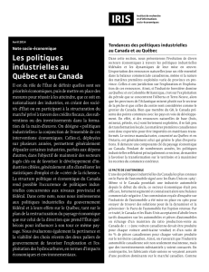 Les politiques industrielles au Québec et au Canada