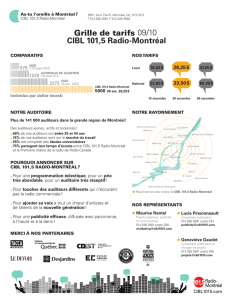 Grille de tarifs 09/10 CIBL 101,5 Radio
