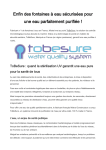 ToBeSure : quand la stérilisation UV garantit une eau pure pour la