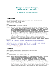 Etiologie et facteurs de risques. Mise à jour n°1 (juin 2009) 1