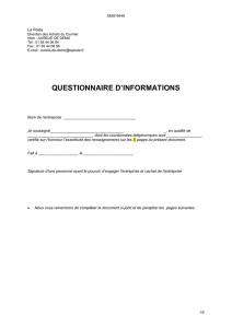 questionnaire d`informations - Espace Fournisseurs