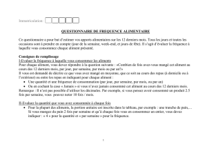 Immatriculation: QUESTIONNAIRE DE FREQUENCE ALIMENTAIRE