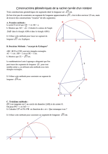 Constructions géométriques de la racine carrée d`un nombre Trois