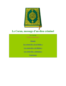 Le Coran, message d`un dieu criminel Le coran Etude analytique
