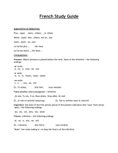 French Study Guide Superlative of Adjectives: Plus… (que) more