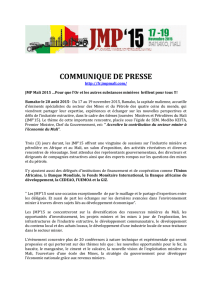 COMMUNIQUE DE PRESSE http://fr.jmpmali.com/ JMP Mali 2015