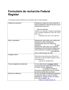 Formulaire de recherche Federal Register