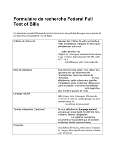 Formulaire de recherche Federal Full Text of Bills