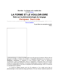 Derrida - La forme et le vouloir - Jacques Derrida