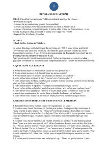 DEPISTAGE DE L`AUTISME CHAT (Check list For Autism in