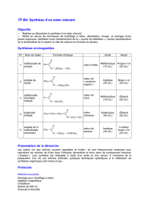 Synthèse d`un ester odorant
