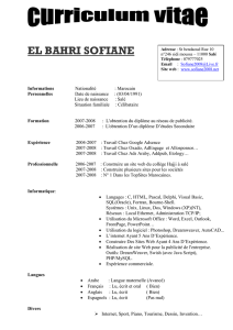 EL BAHRI SOFIANE Informations Nationalité : Marocain