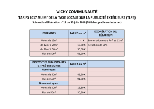 Les tarifs - Vichy Communauté