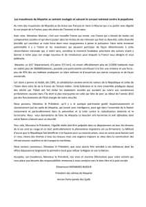 Félicitations à Macron lettre Musulmans Mayotte