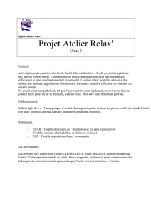 Hôpital Robert Debré Projet Atelier Relax` Unité 3 Contexte Activité