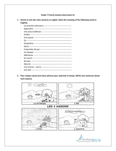 Grade 7 French revision sheet (term 2). Donne le sens des mots