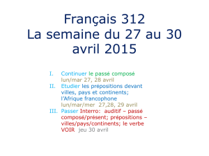Français 312 La semaine du 27 au 30 avril 2015