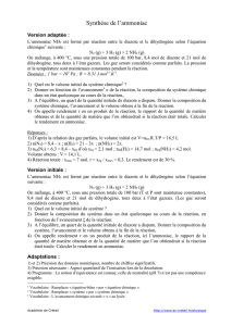 Synthèse de l`ammoniac - Académie de Créteil
