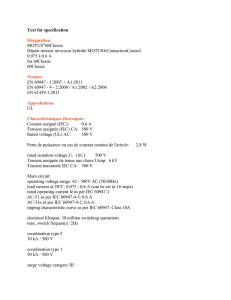 Text for specification Désignation MOTUS®60Classic Départ moteur