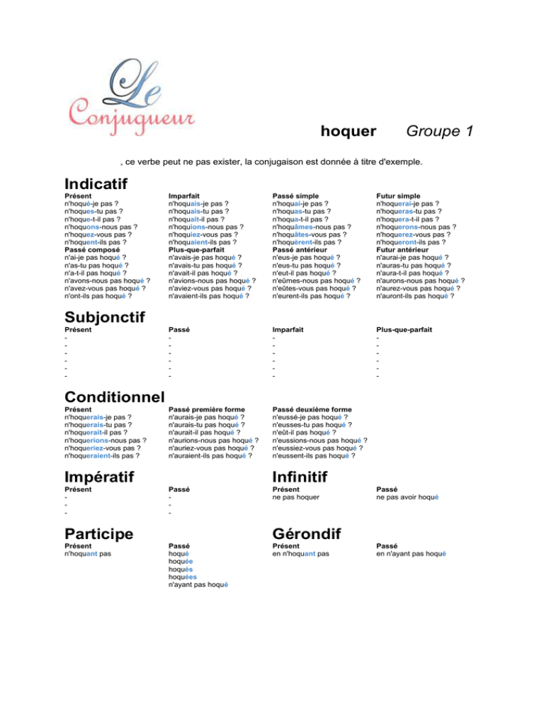 Indicatif Le Conjugueur