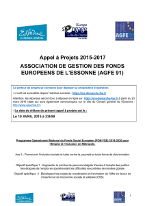 Appel à Projets 2015-2017 ASSOCIATION DE GESTION DES