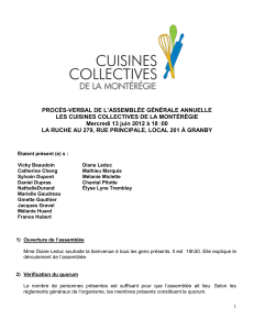 Proces-verbal du 13 juin 2012 - Cuisines Collectives Montérégie